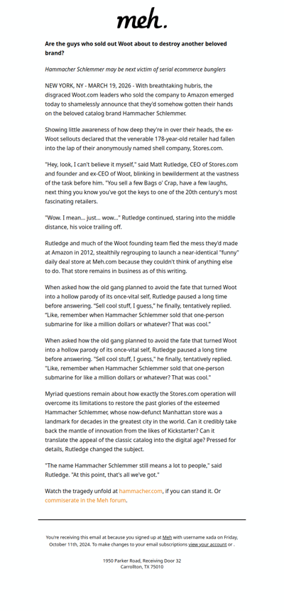 Uh-oh, we got Hammacher Schlemmer