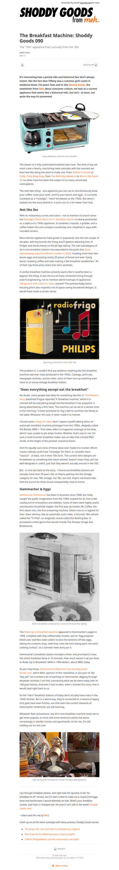 The Breakfast Machine: Shoddy Goods 090