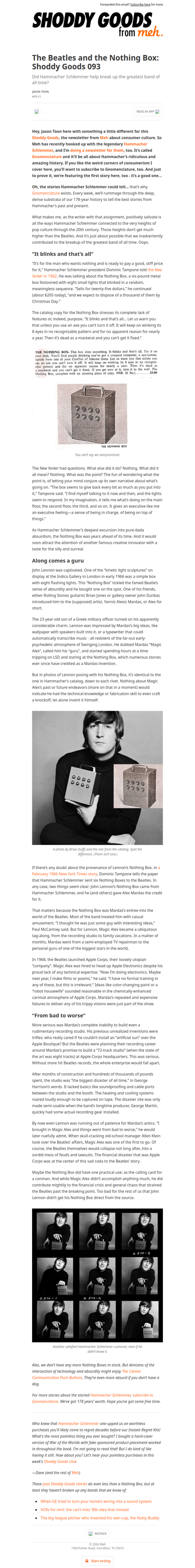 The Beatles and the Nothing Box: Shoddy Goods 093