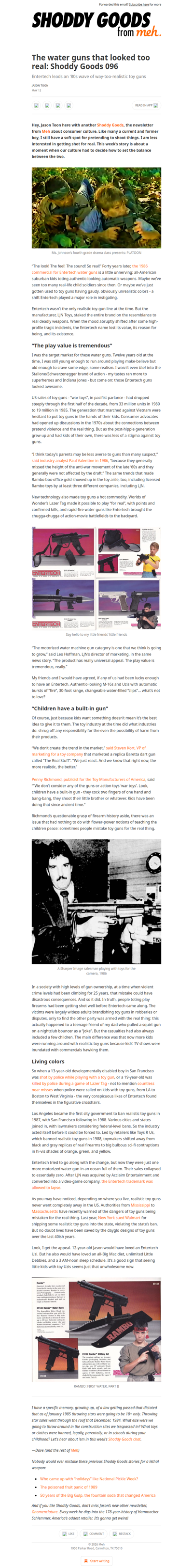 The water guns that looked too real: Shoddy Goods 096