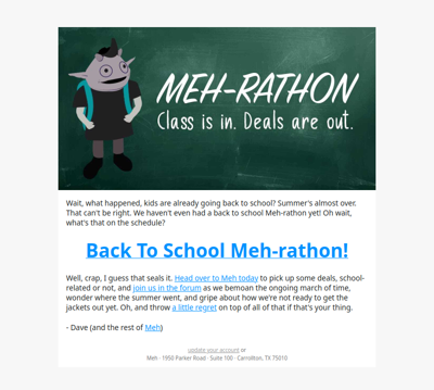 Summer's almost over? Meh-rathon time!