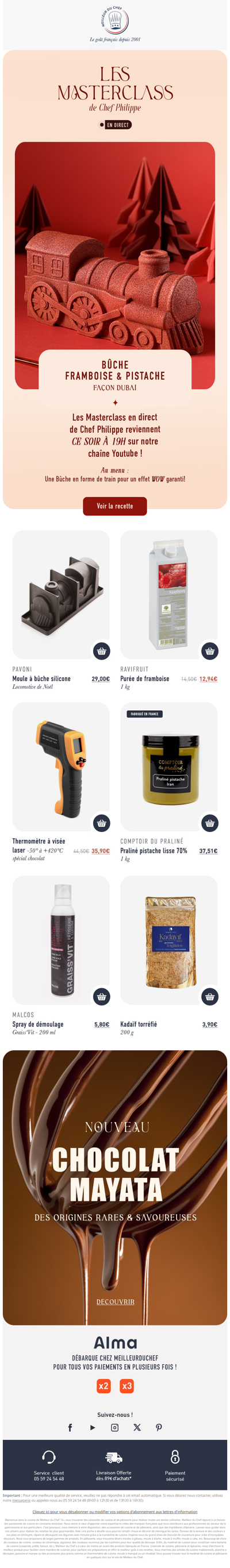 Lancement des masterclass de Noël avec la recette d'une bûche Train framboise et pistache façon dubaï !