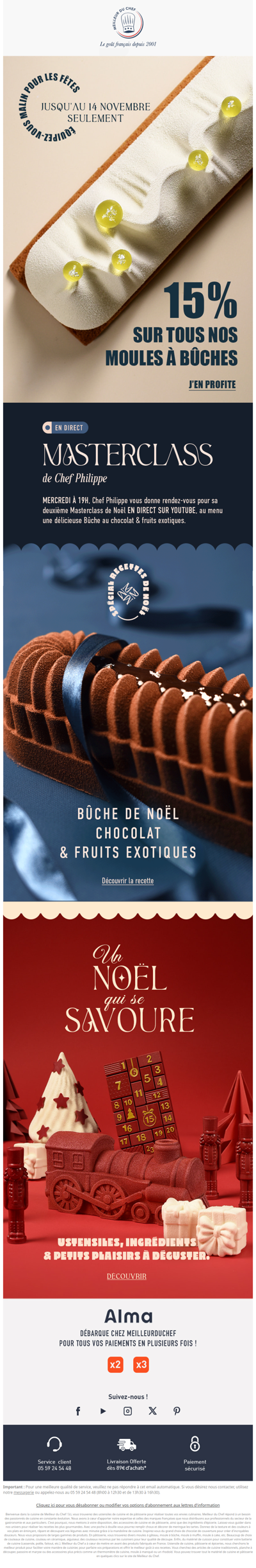 15% de remise sur tous nos Moules à Bûche !