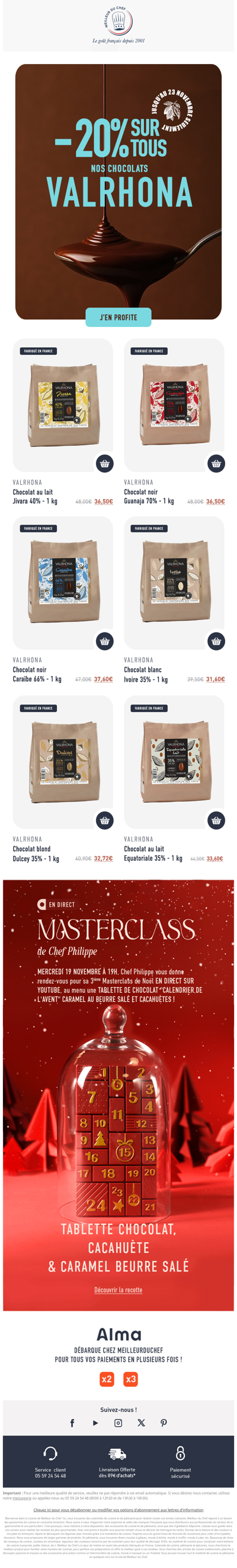 -20% sur tous nos chocolats Valrhona !