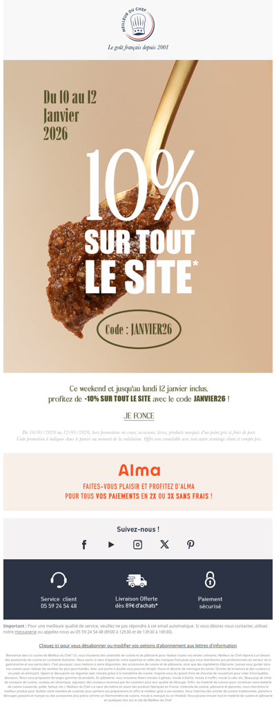 10% sur tout le site avec le code JANVIER26 !