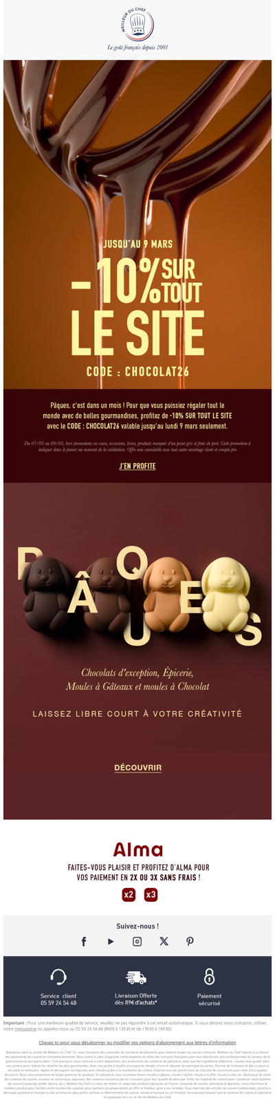 10% sur tout le site avec le code CHOCOLAT26 pour lancer Pâques !