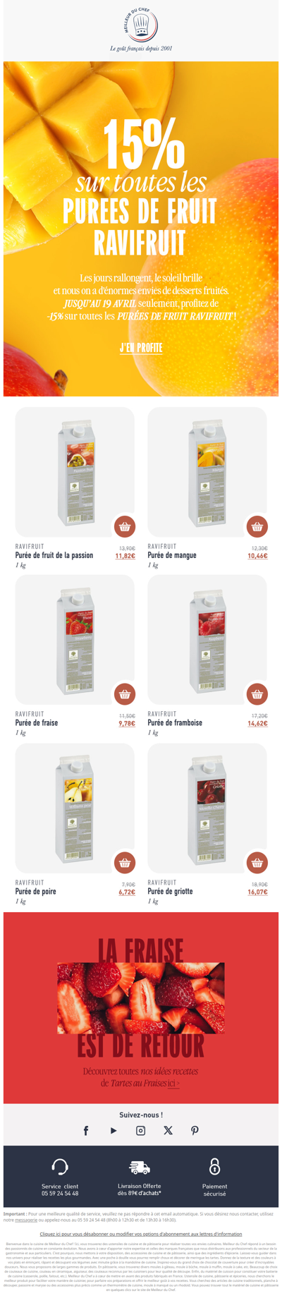 15% sur toutes les purées de fruit Ravifruit !