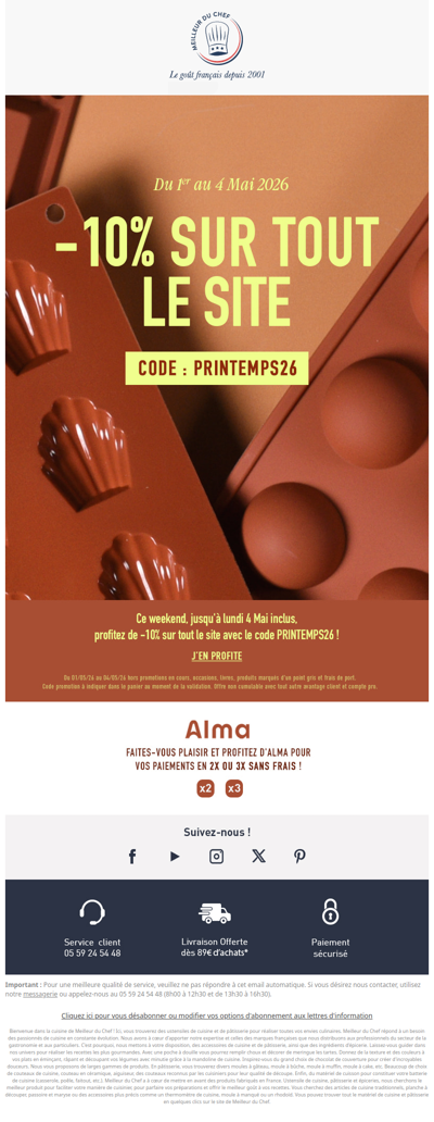 -10% sur tout le site avec le code PRINTEMPS26