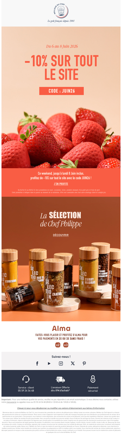 -10% sur tout le site avec le code JUIN26