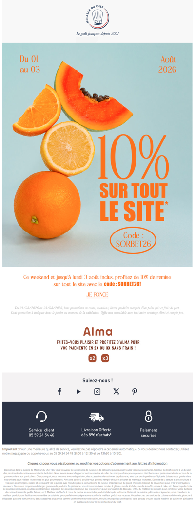 -10% sur tout le site avec le code SORBET26