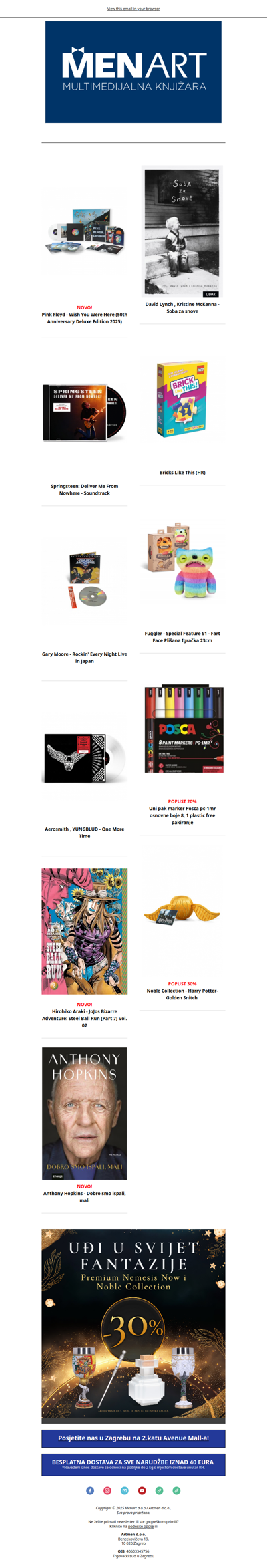 NOVO! WYWH Pink Floyd deluxe, Deliver Me Nowhere Soundtrack, JoJo Bizzare Adventure manga, A.Hopkins autobiografija i još mnogo noviteta!