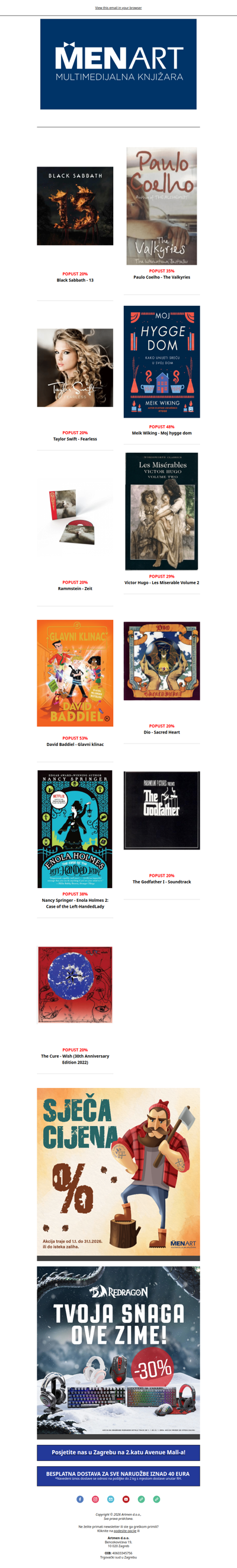 Sječa cijena se nastavlja🪓 👉albumi Black Sabbath, Taylor Swift, Rammsten te knjige snižene 50% i više!