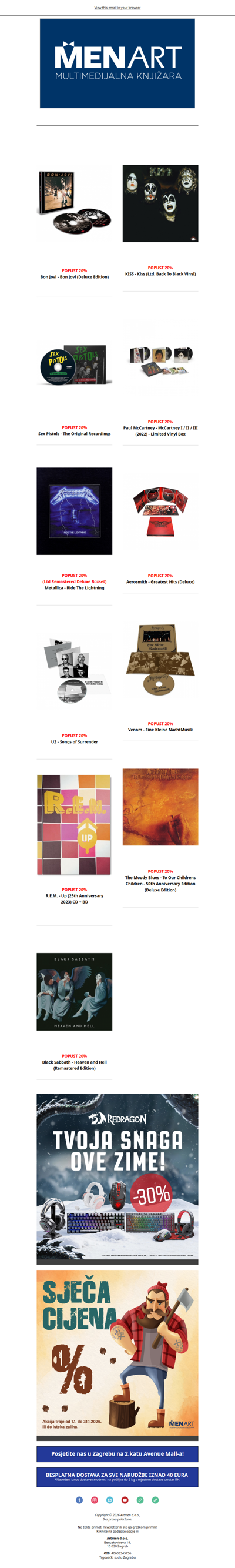 Veliki broj CD-a i LP-a sniženih povodom sječe cijena🪓 👉 Sex Pistols, P.McCartney, Metallica, Aerosmith, Bon Jovi, U2 i drugi!