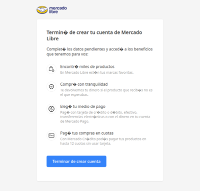 Terminá de crear tu cuenta de Mercado Libre