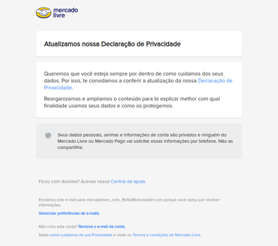 Atualização da Declaração de Privacidade