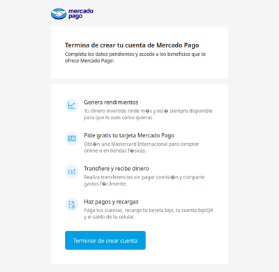 Termina de crear tu cuenta Mercado Pago