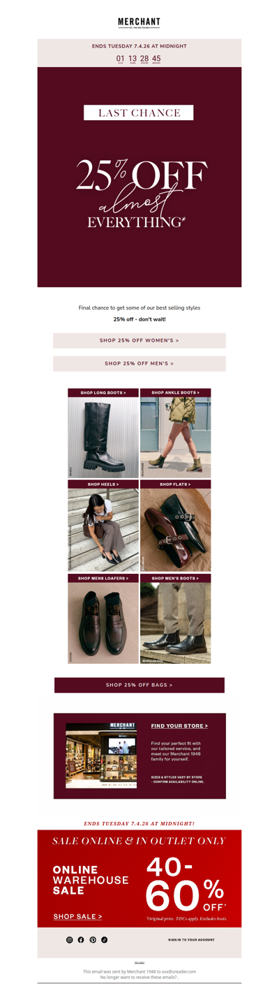 Last Chance: 25% Off Almost Everything! ⌛