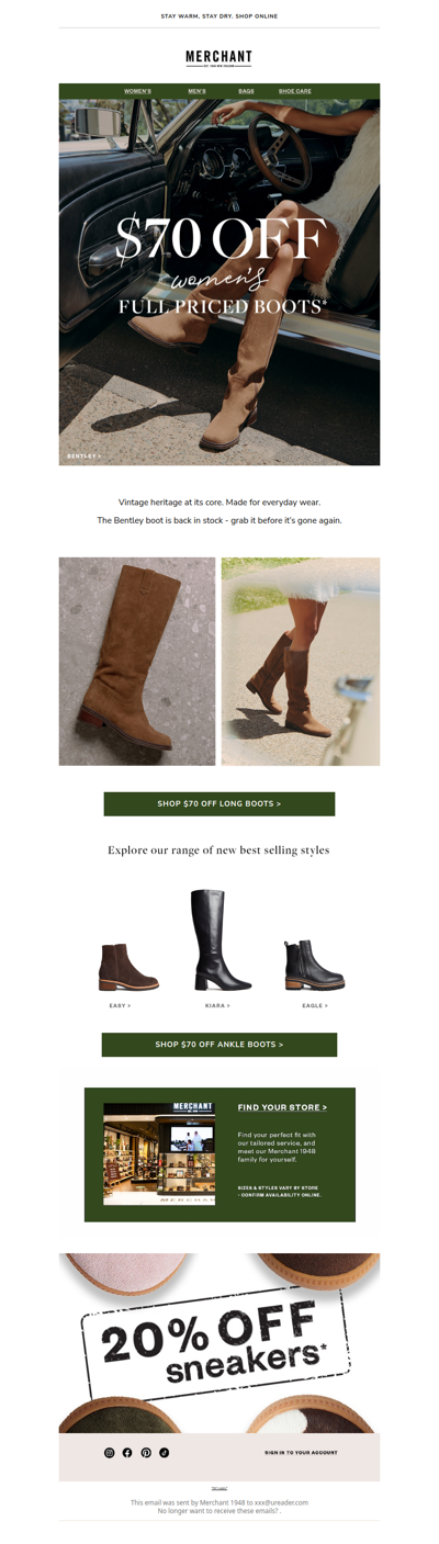 Unlock $70 Off Our Bestselling Boots!