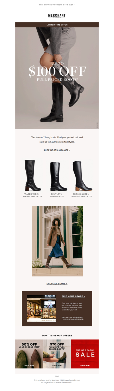 Up To $100 Off Selected Women's Boots*