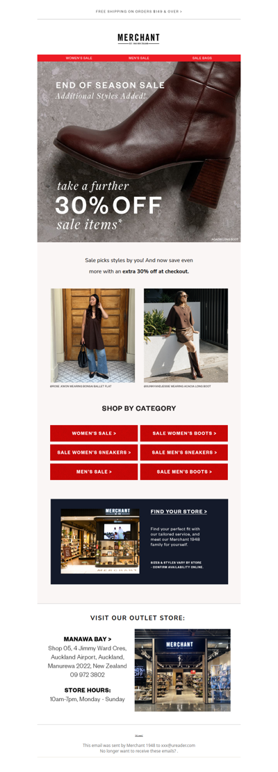 End Of Season Savings: 30% Off ALL Sale Items*