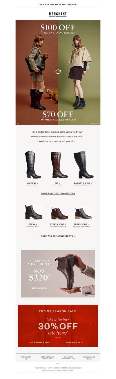 Full-Priced Boots Now Up To $100 Off*