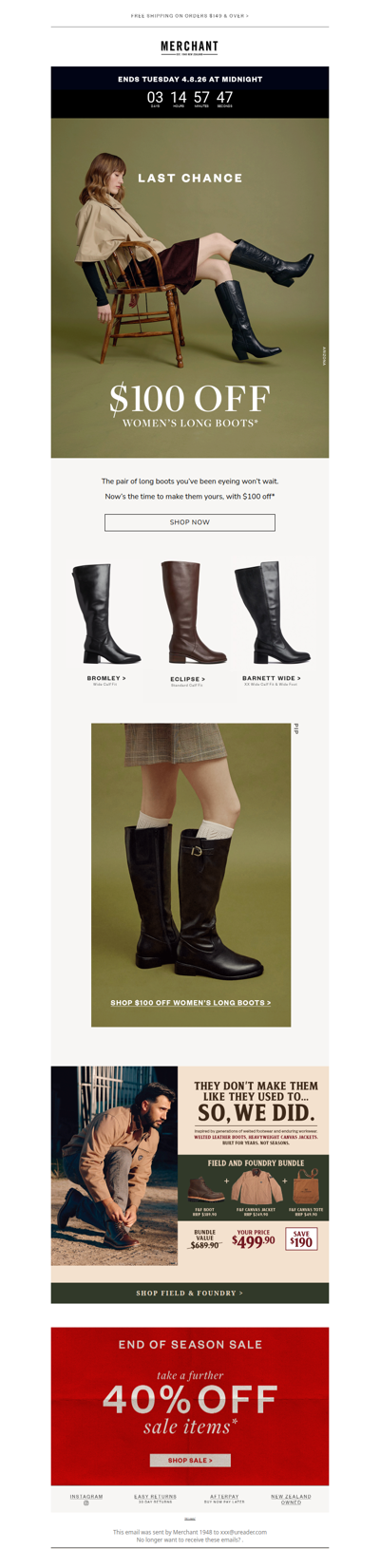 Last Chance To Get $100 Off Long Boots