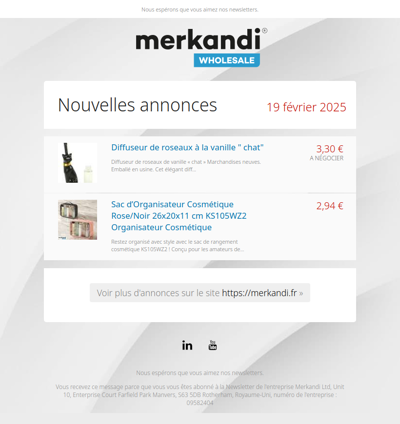 Les nouveaux stocks sont ici sur Merkandi 📦