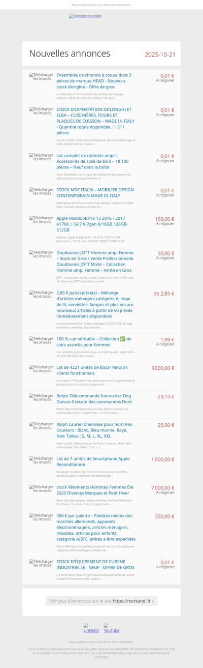 Vous avez entendu les nouvelles? 📦 Nouveaux stocks sur Merkandi