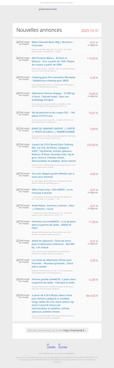 Les nouveaux stocks sont ici sur Merkandi 📦