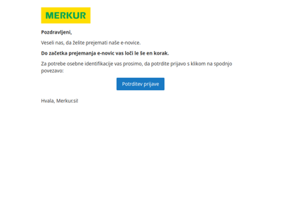 MERKUR – potrditev prijave na e-novice