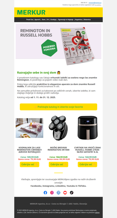 Razvajajte sebe in svoj dom s posebno ponudbo Remington in Rusell Hobbs 👩