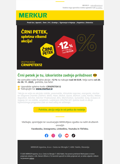 👉 12% Črni petek spletni vikend popust za nakupe nad 40 EUR 😎