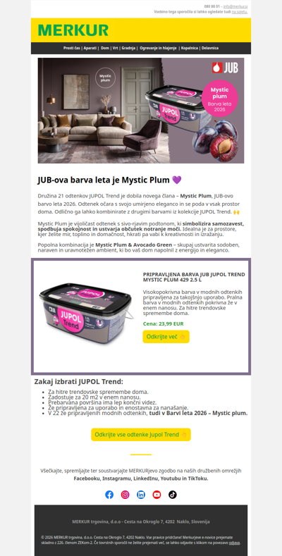 Odkrijte JUB-ovo barvo leta 2026 – Mystic Plum 💜