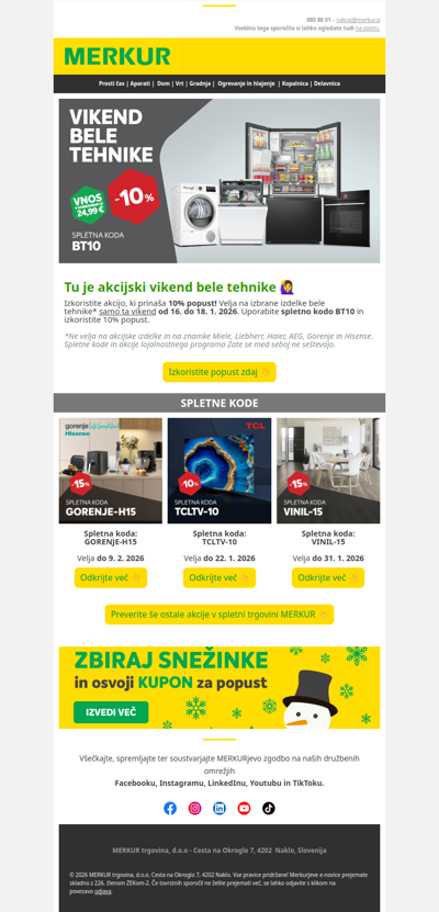 👉10 % spletni vikend popust za nakup bele tehnike