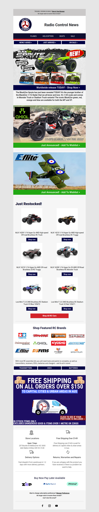 RC News: NEW from BlackZon, Axial and E-flite + restocks from MJX and Losi! 🏎️🛩️🛻