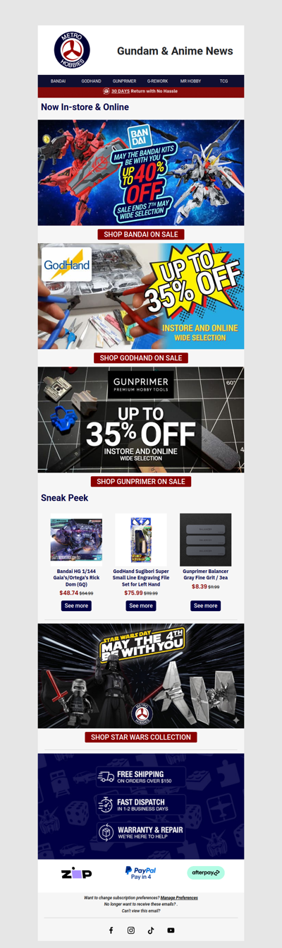 UP TO 40% OFF: May the Bandai Kits Be With You! ✨