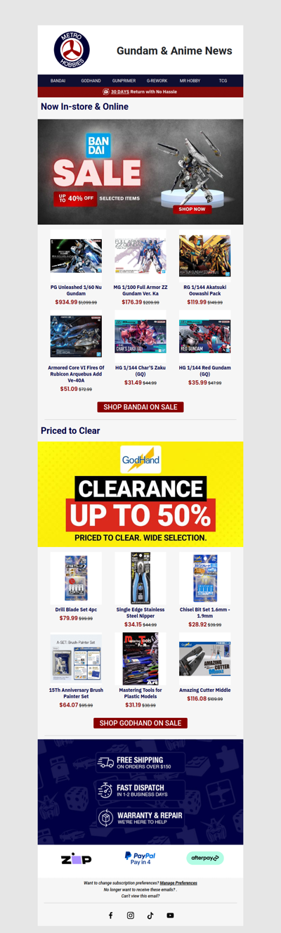 Massive 40% Off - Gundam, Anime & Godhand Tools