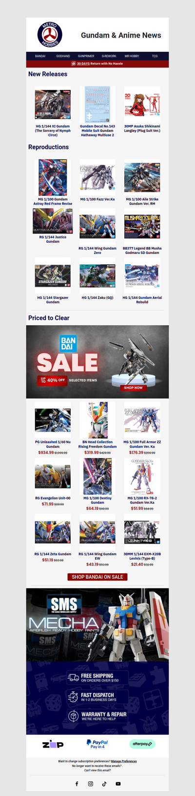 New Released Gundam and Reproductions