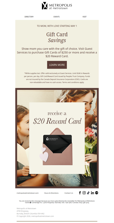 Celebrate Mom – Get a $20 Reward Card!🌷