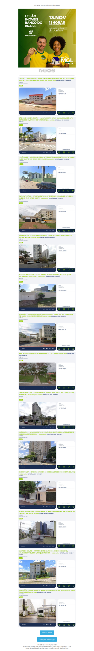 , leilão de imóveis retomados do Banco do Brasil