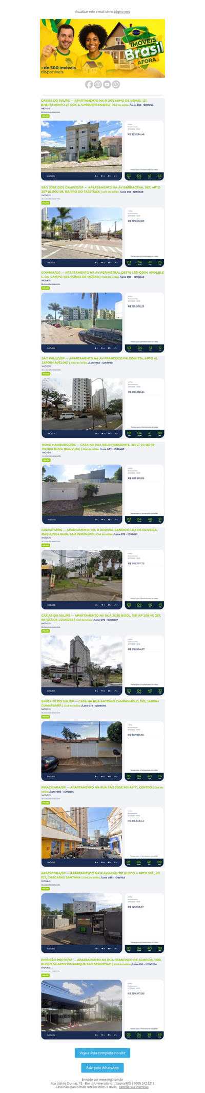 , leilão de imóveis retomados do Banco do Brasil