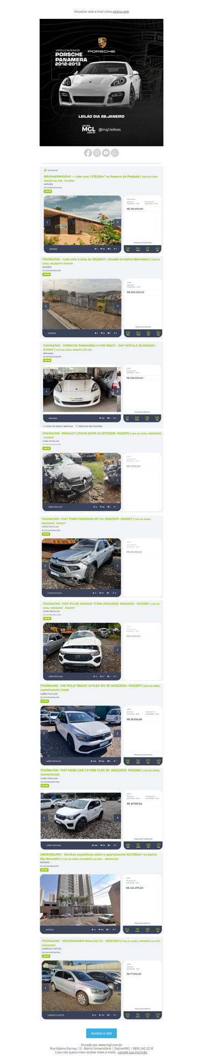 Leilão de Veiculos Batidos/Sucatas no dia 04/01 ás 13h!