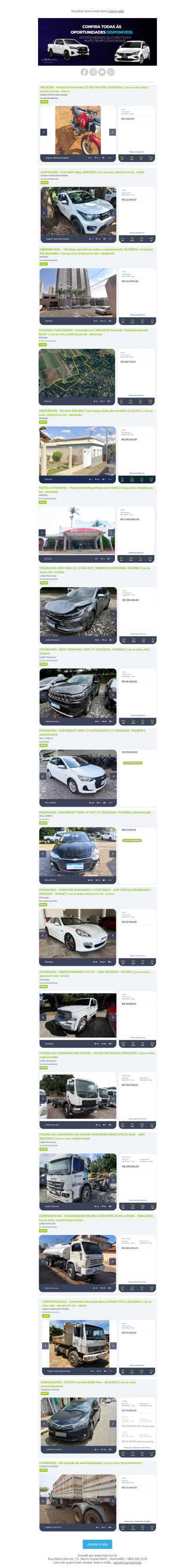 Acompanhe os destaques da semana!! Ótimas oportunidades em nossa plataforma MGL!