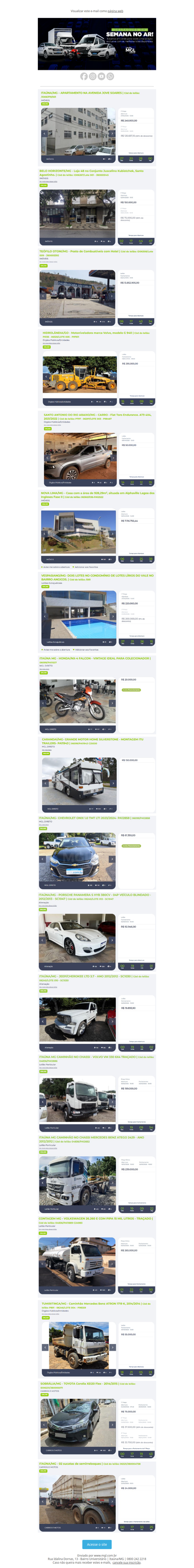 Acompanhe os destaques da semana!! Ótimas oportunidades em nossa plataforma MGL!