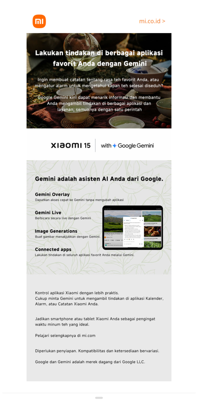 Obrolkan dengan Google Gemini di perangkat Xiaomi Anda.