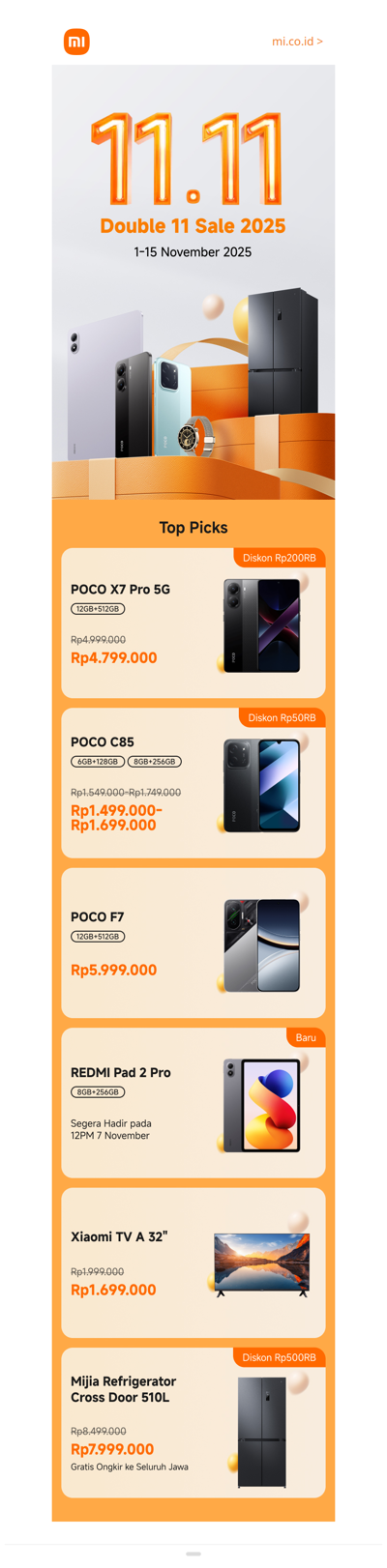 Xiaomi 11.11 Mega Sale 2025 Telah Hadir!