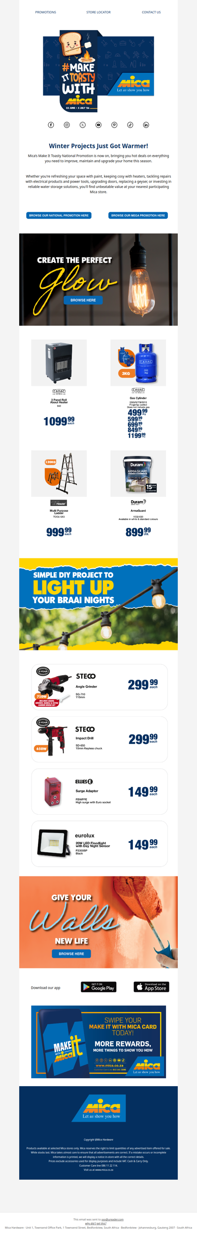 Great deals on heaters, paint, power tools, geysers, water storage and more!
