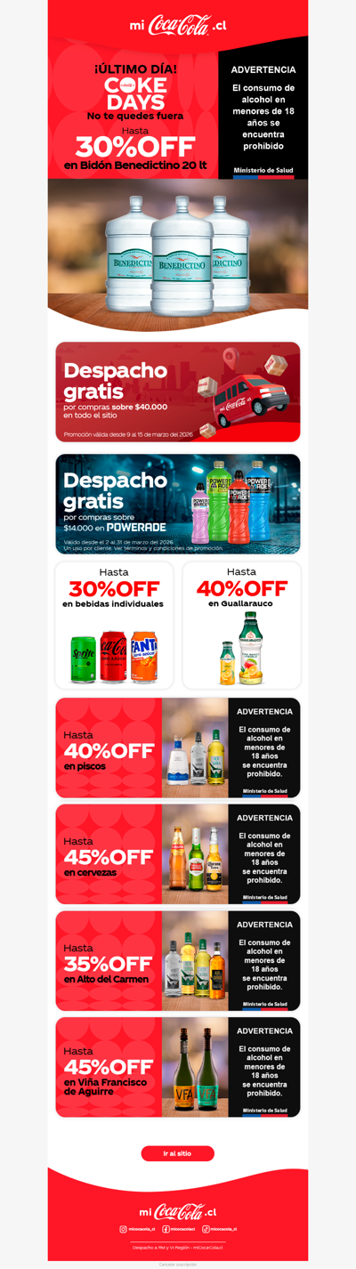 🚨 Últimas horas Coke Days: Bidón Benedictino hasta 30%OFF