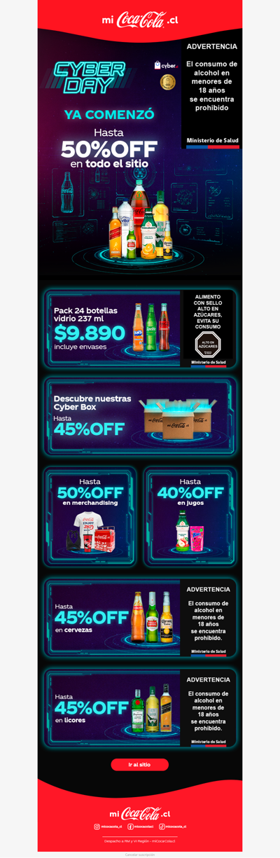 🚨 ¡Ya comenzó Cyber Day en miCoca-Cola! Hasta 50%OFF en tus favoritos