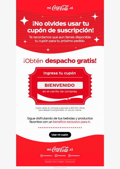 ✨ No lo dejes pasar: Aún tienes disponible tu cupón de despacho gratis ⏳